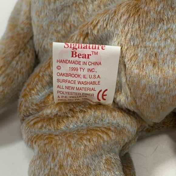 TY Beanie Babies 1999 Signature Bear Light Brown Plush Teddy Bear 8" With Tags - Picture 4 of 8